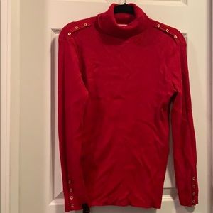 Calvin Klein Red Ribbed Turtle Neck Large